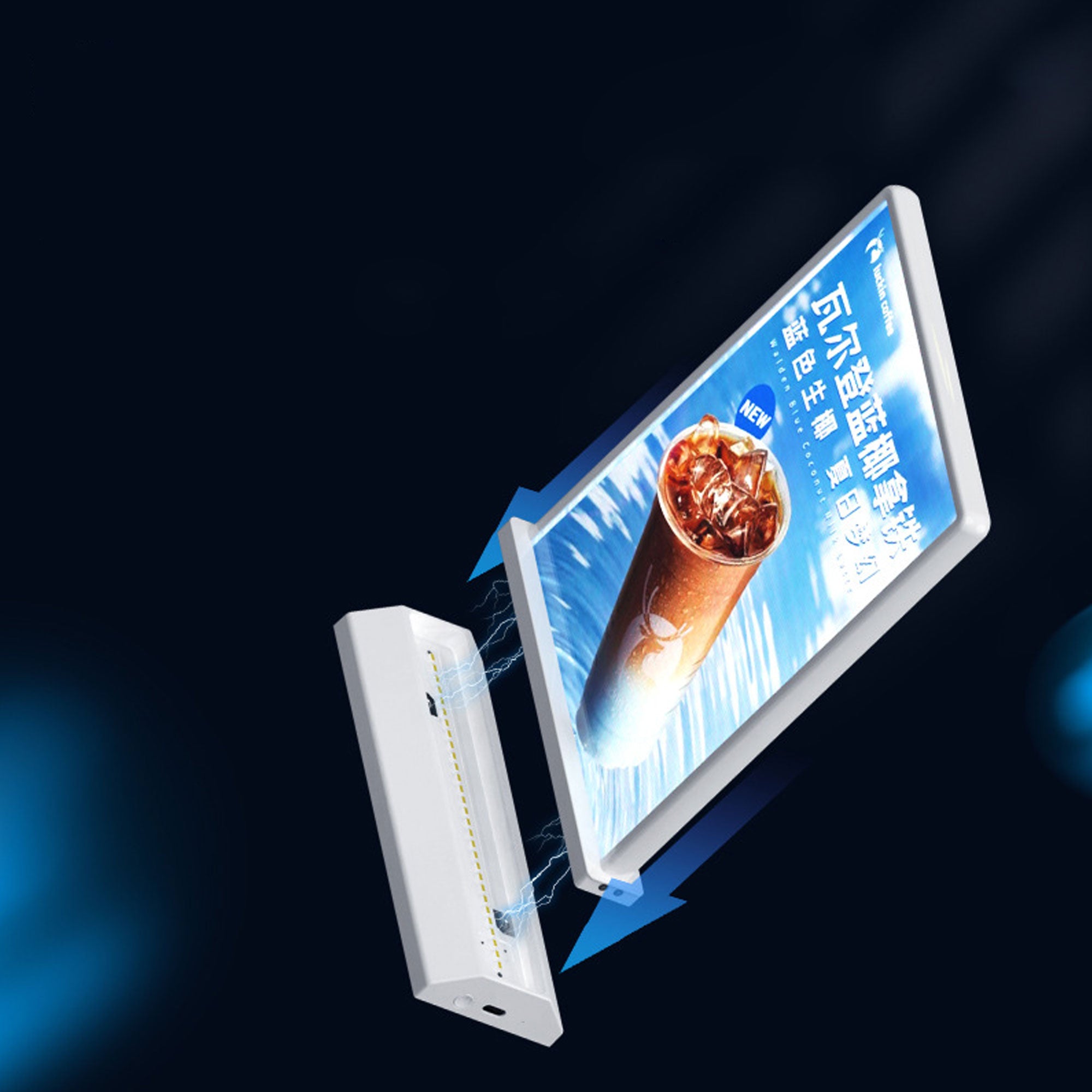 Modern Desktop Double-Sided LED Light Box – Wireless Rechargeable, Magnetic Assembly, Perfect for Counters, Cafés, Shops