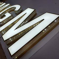Waterproof Business Custom Punching Holes Led Channel Letters Front-lit LED Advertising Face Illuminated Channel Letter Sign