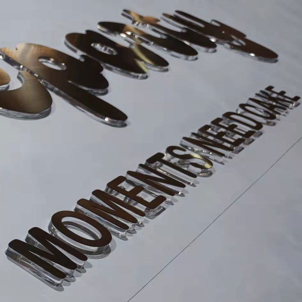 Advertising Gold Color Acrylic Laser Cut Custom Logo Letters Office Sign Indoor Metal Cut Beauty Salon Wall Sign