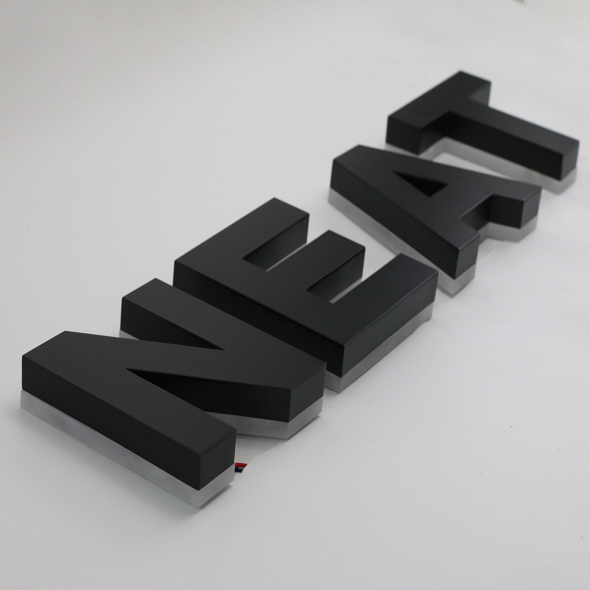 Wall Mounted Outdoor Stainless Steel Channel Letters With Black Paint Company Logo LED Backlit Channel Letter Sign