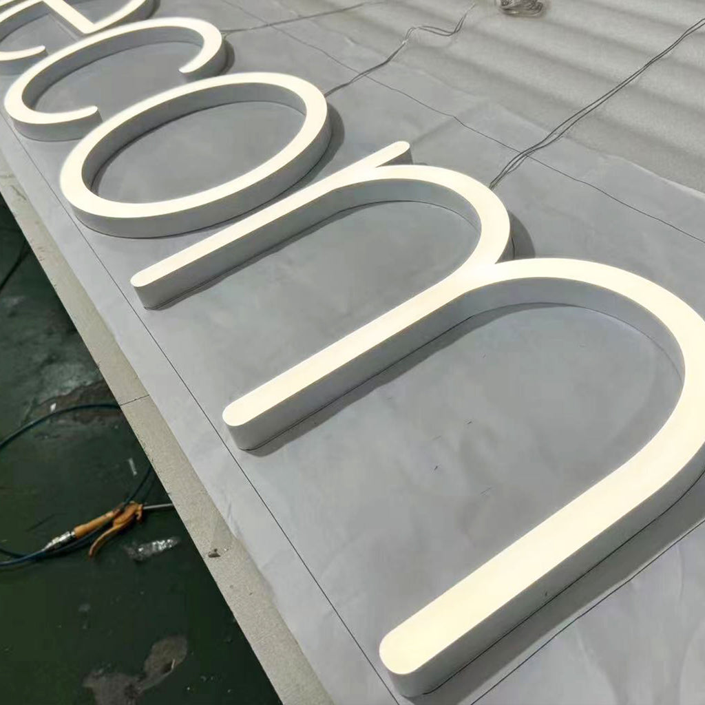 3D Acrylic Front Lit LED Channel Letters – Rimless Custom Face Illuminated Business Sign, Waterproof Outdoor Storefront Signage