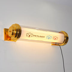 Customized acrylic round tube light box sign led doorstep advertising signboard for café shop