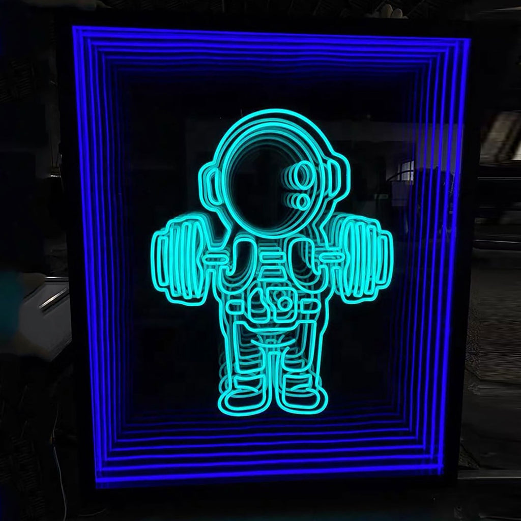 Glass Custom Led Infinity Mirror, lndoor 3D Sign, Custom Mirror Decor, Personalized Infinite Mirror Wall Décor Business Mirror Decor