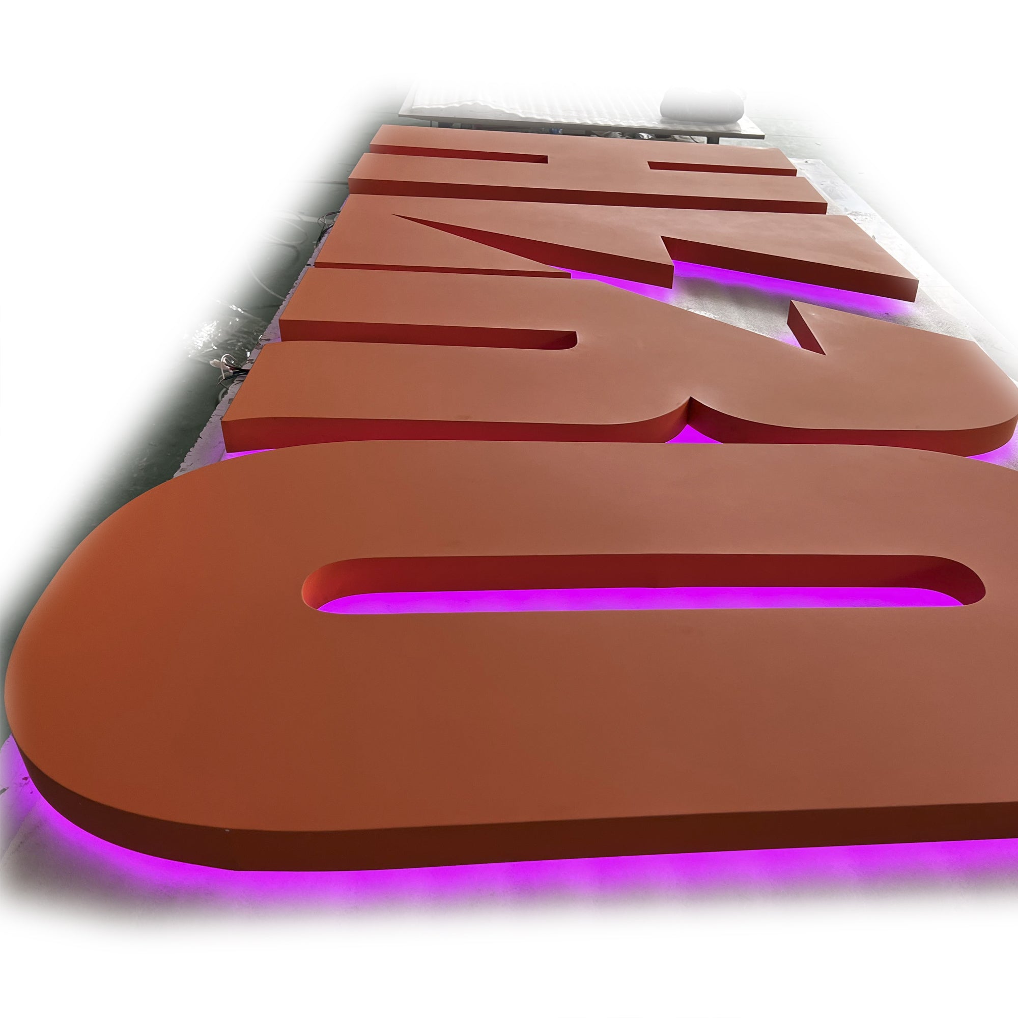 Custom backlit reverse channel letters painted stainless steel  rgb led sign letters logo brand identity company business