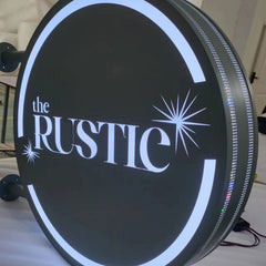 Double Sided Custom Sign, RGB LED Sign, Store Front Sign, Personalized Sign, Wall Blade Sign, Outdoor Sign, Double Sided Projecting Light Box, Round Lightbox Sign