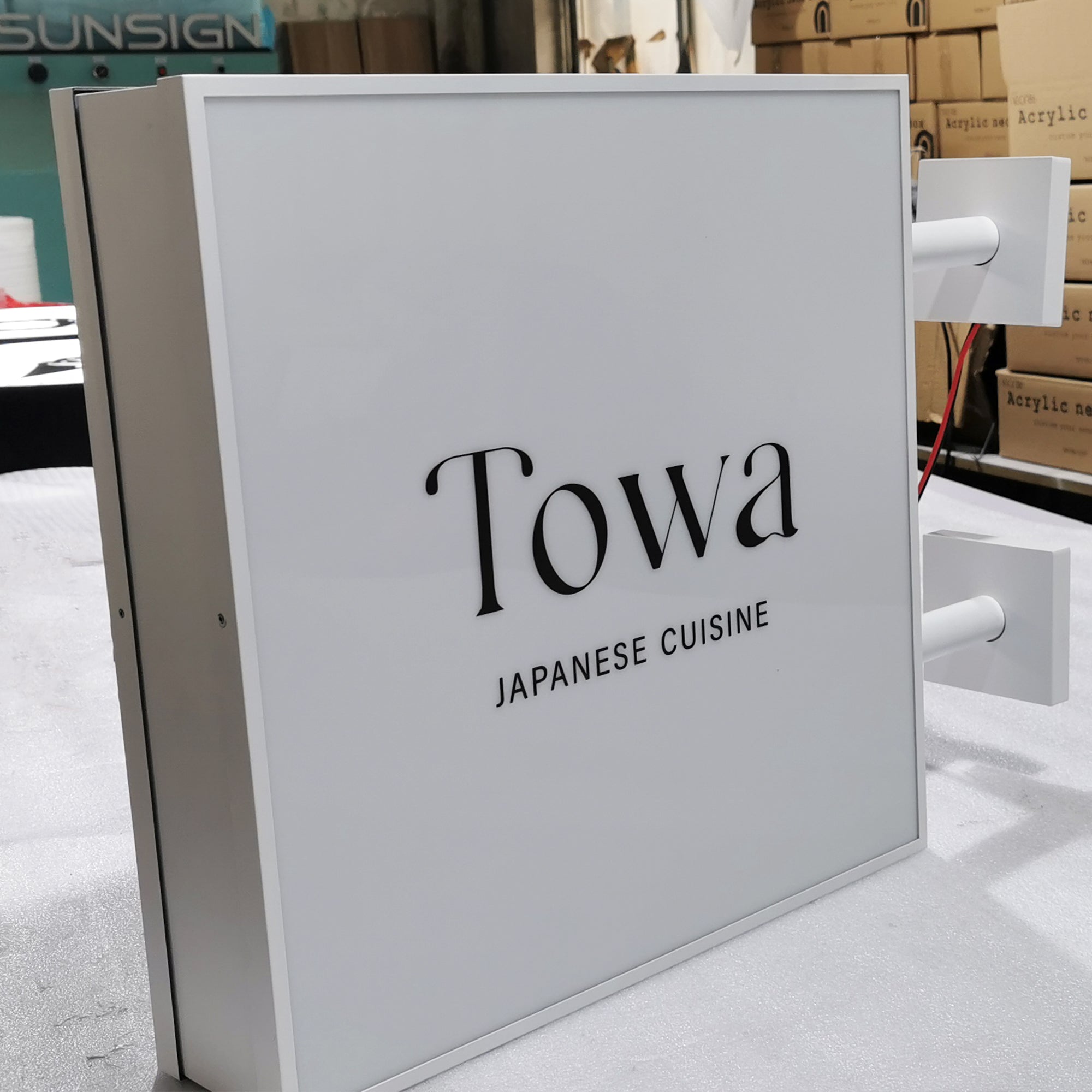 Blade Logo Sign Custom LED Lightbox Signs Stainless Steel Double Lit Shop Front Commercial Sign