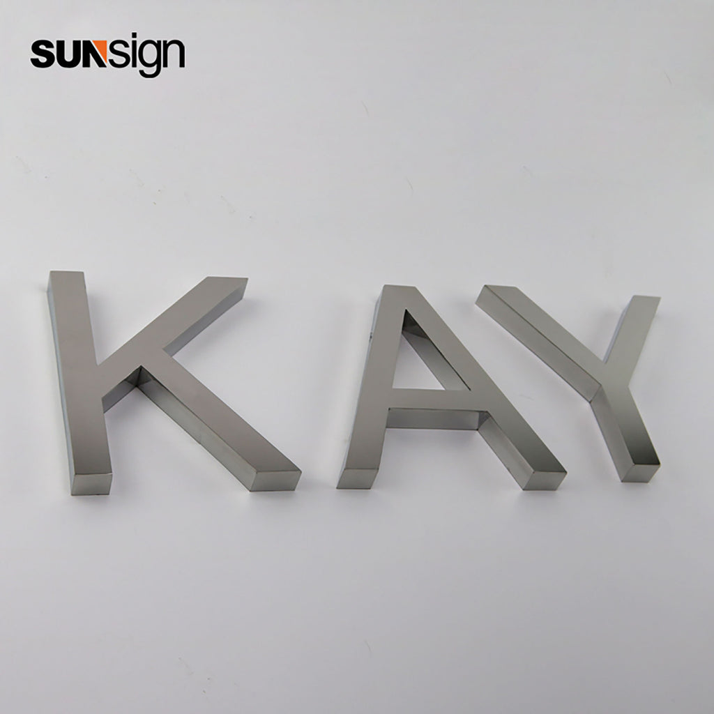 Customized Silver Mirror Stainless Steel Channel Letter Sign Building Wall Metal Business Letter Signages