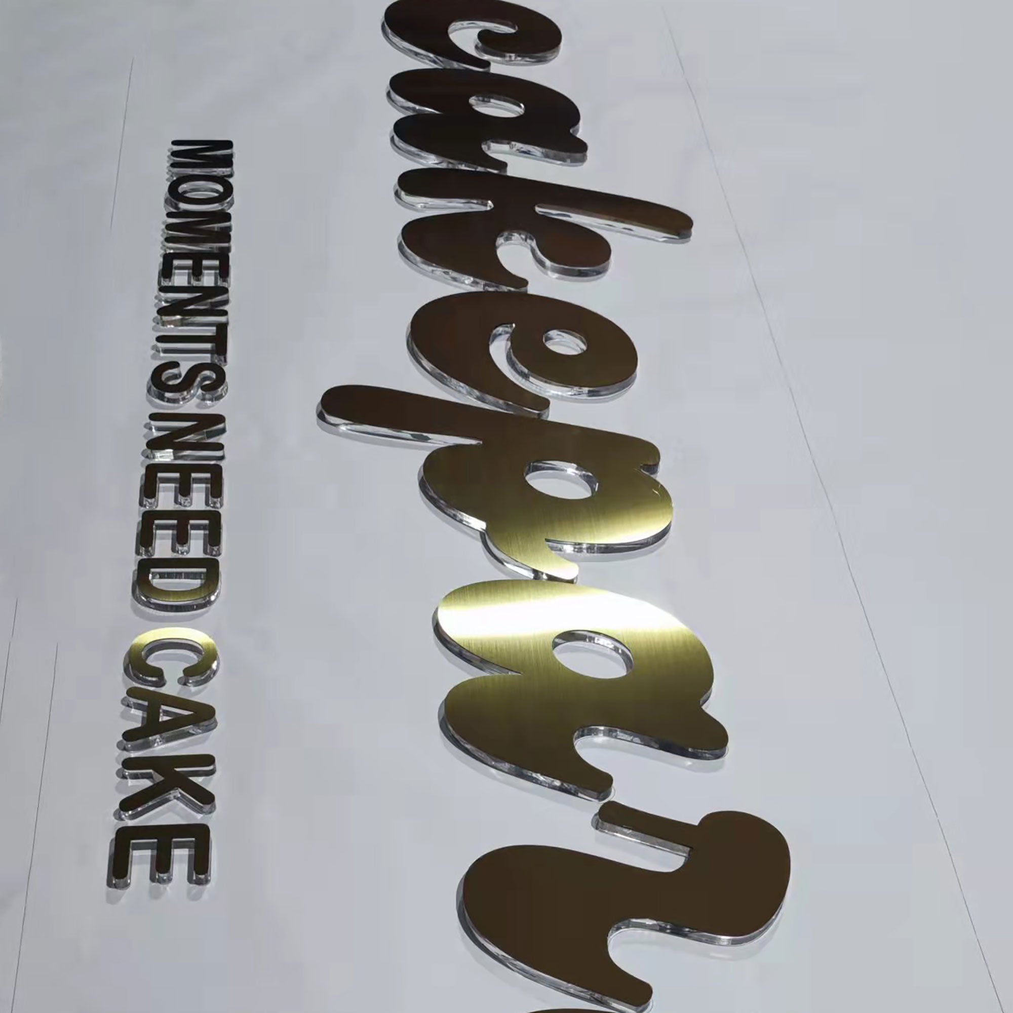 Advertising Gold Color Acrylic Laser Cut Custom Logo Letters Office Sign Indoor Metal Cut Beauty Salon Wall Sign