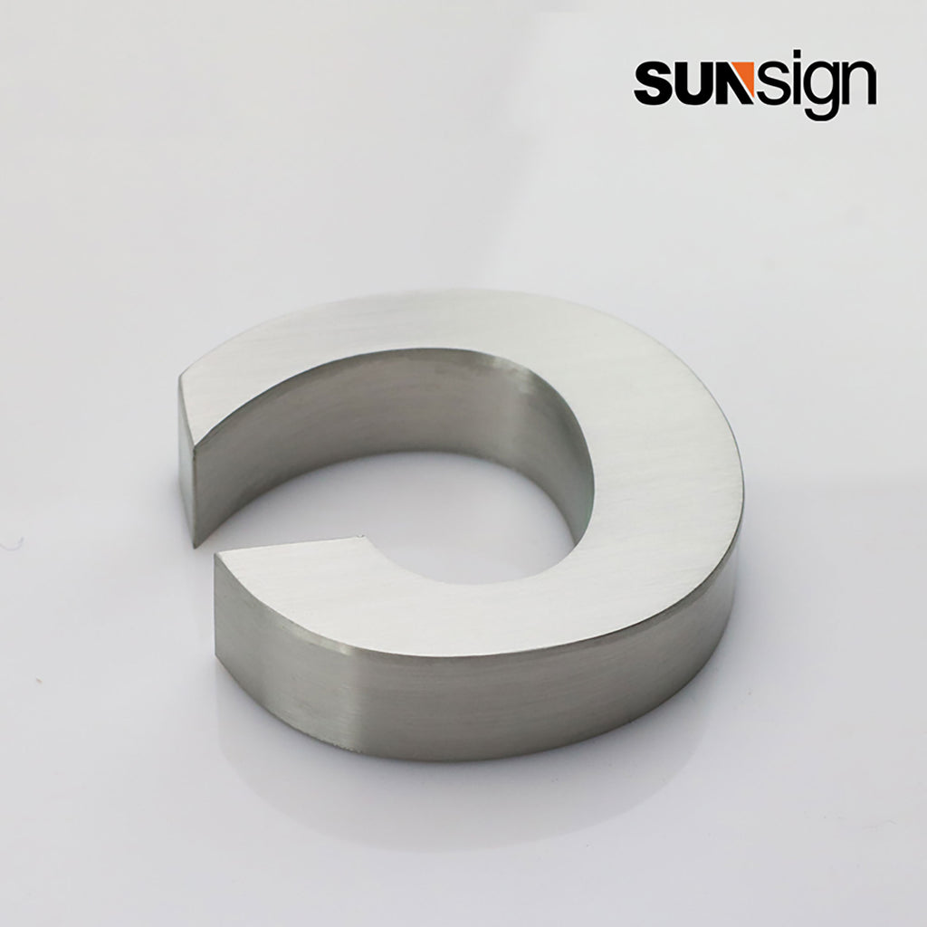 Company sign silver brushed finish aluminium 3D channel letters for wall indoor business decor