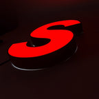Custom Red Face Lit Channel Letter Sign, LED Storefront Logo Sign, 3D Illuminated Business Name Sign