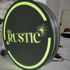 Double Sided Custom Sign, RGB LED Sign, Store Front Sign, Personalized Sign, Wall Blade Sign, Outdoor Sign, Double Sided Projecting Light Box, Round Lightbox Sign