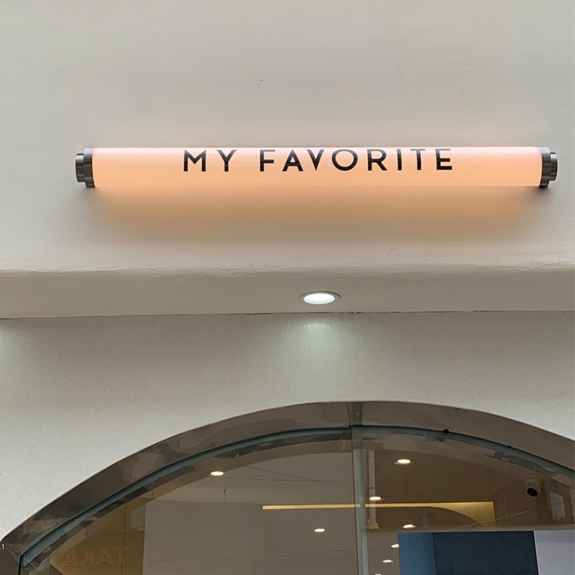 Customized acrylic round tube light box sign led doorstep advertising signboard for café shop