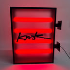 Double Sided LED Tube Light Box Sign | Red Illuminated Hanging Sign with Black Stainless Steel Frame