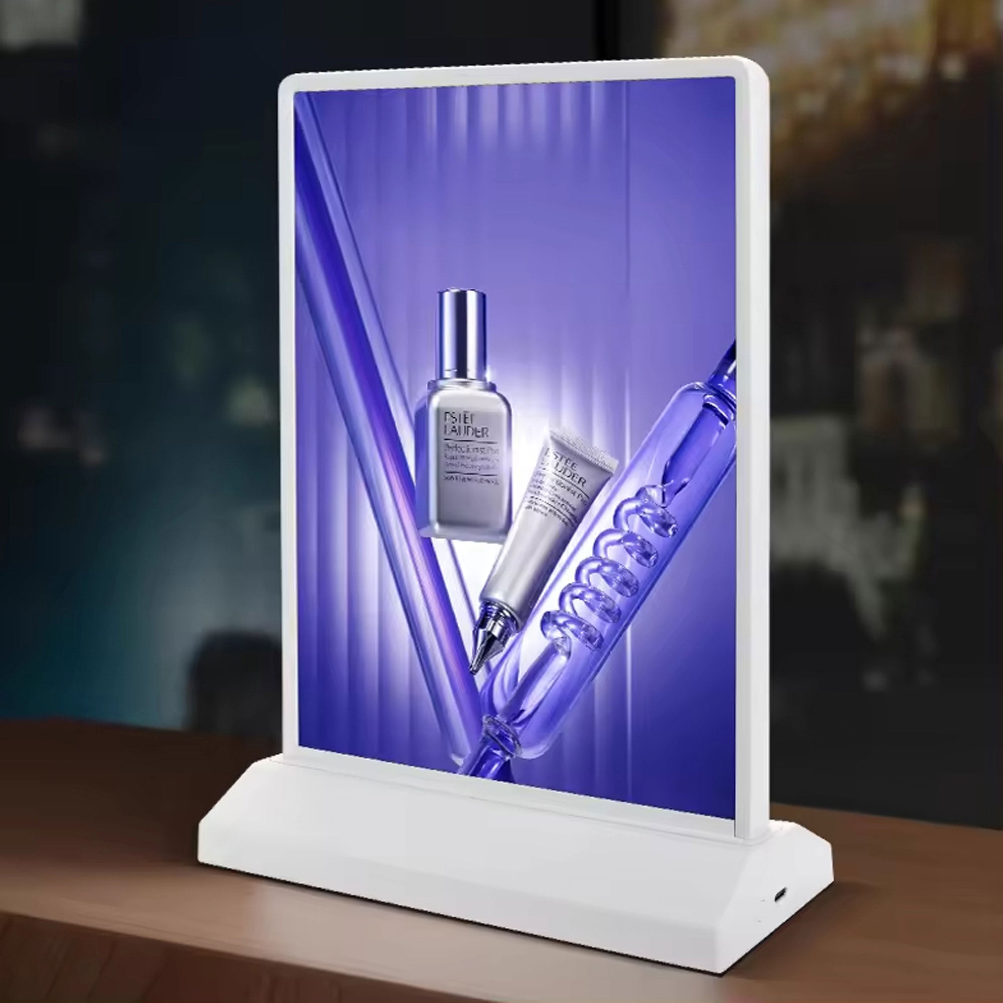 Modern Desktop Double-Sided LED Light Box – Wireless Rechargeable, Magnetic Assembly, Perfect for Counters, Cafés, Shops