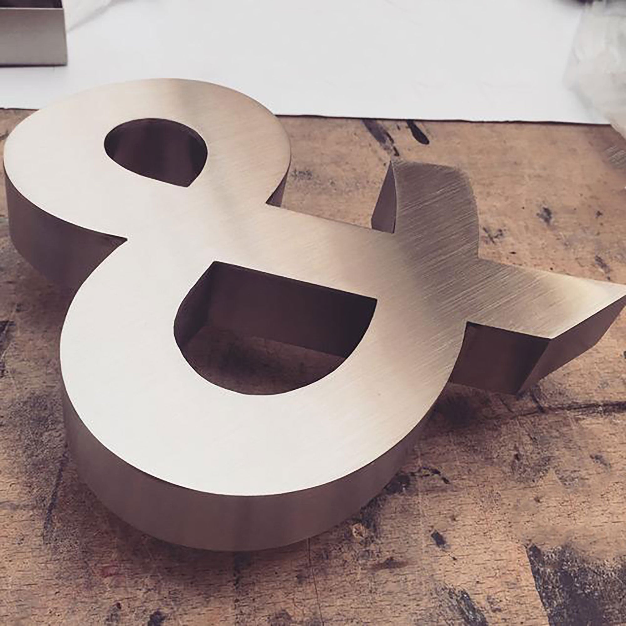 Copper Brushed Stainless Steel Channel Letter Business Word Signs Non Illuminated Office 3D Letters