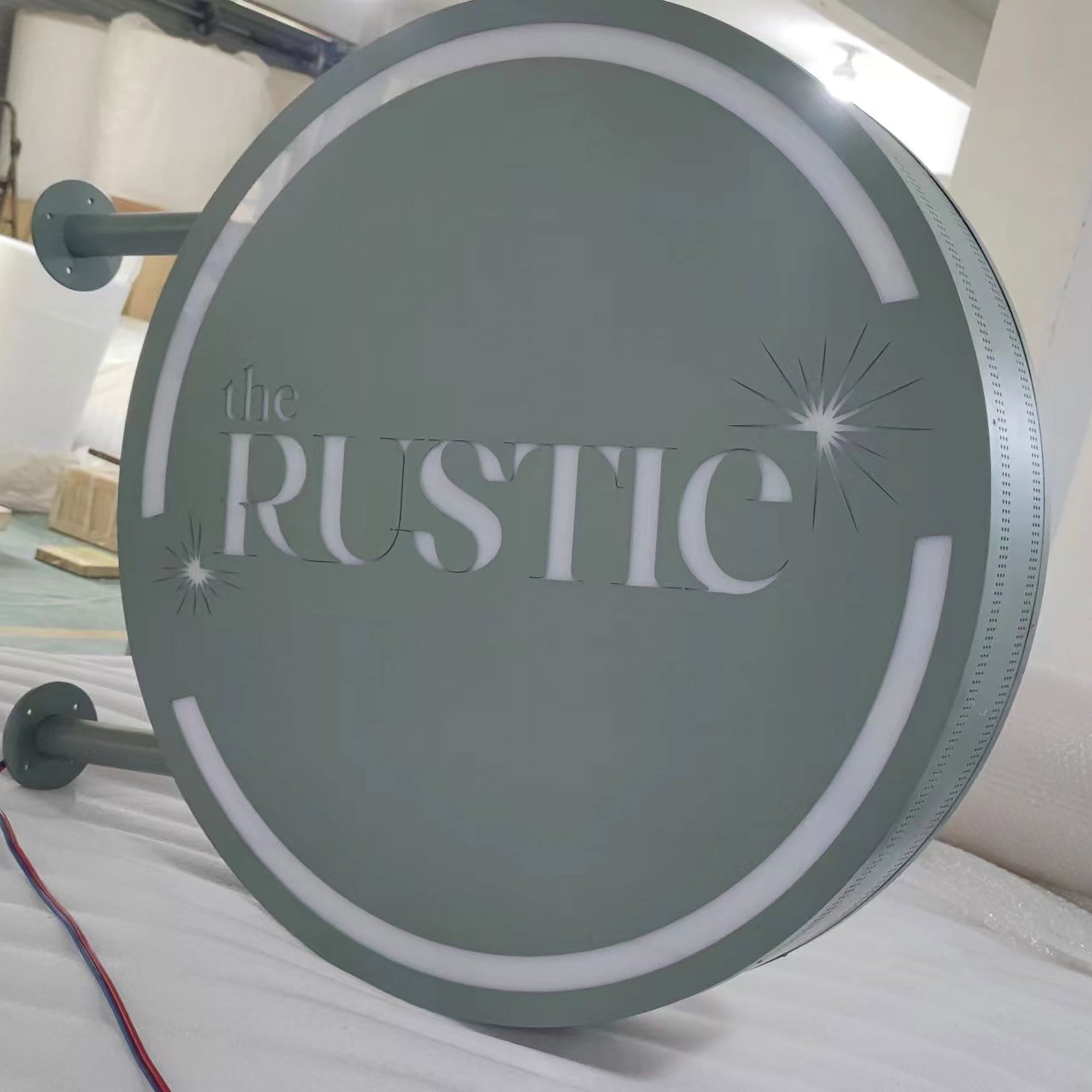 Double Sided Custom Sign, RGB LED Sign, Store Front Sign, Personalized Sign, Wall Blade Sign, Outdoor Sign, Double Sided Projecting Light Box, Round Lightbox Sign
