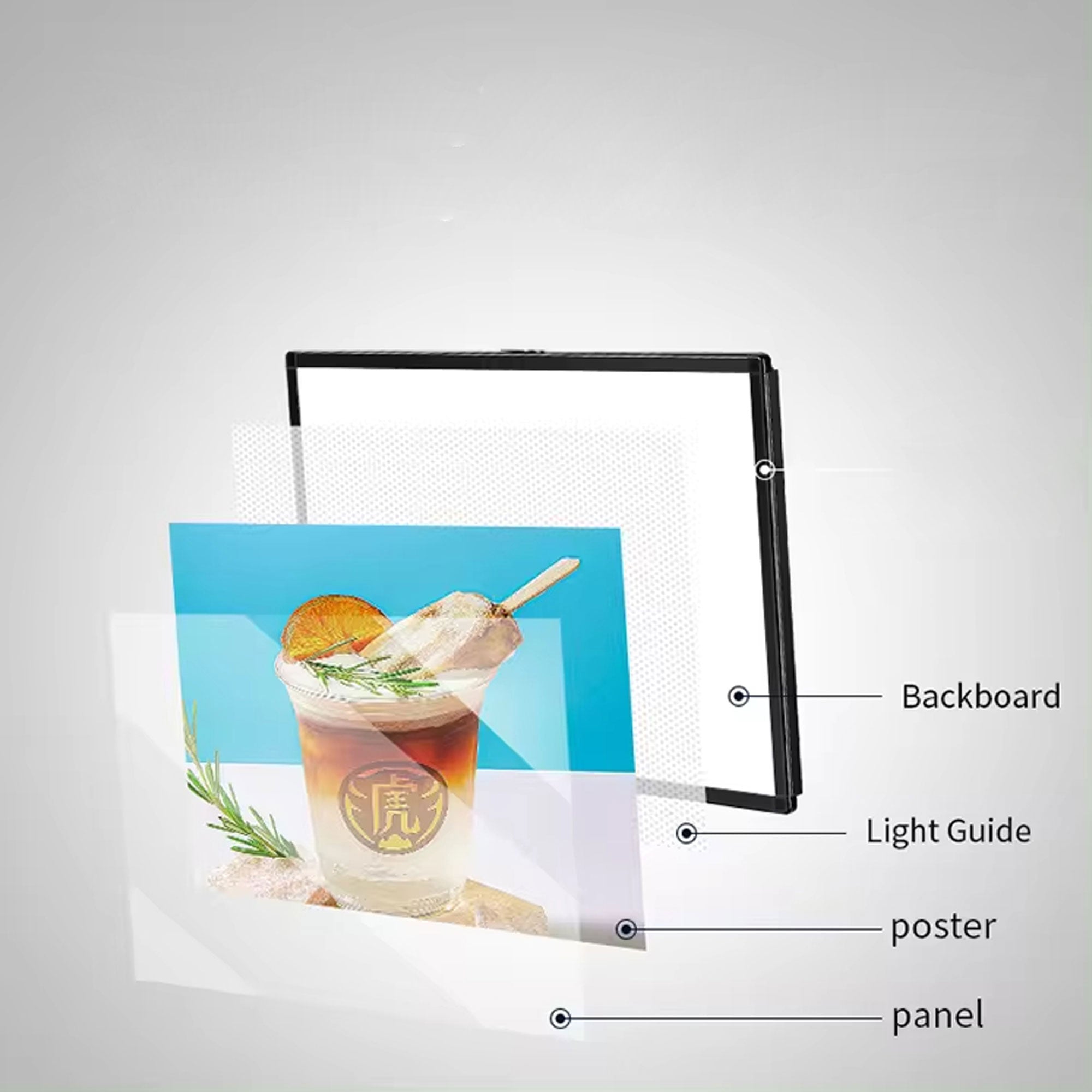Hanging LED Ultra-Thin Light Box Aluminum Frame Poster Box Restaurant Menu Display Lightbox