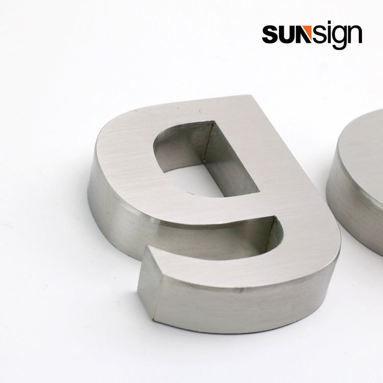 Company sign silver brushed finish aluminium 3D channel letters for wall indoor business decor