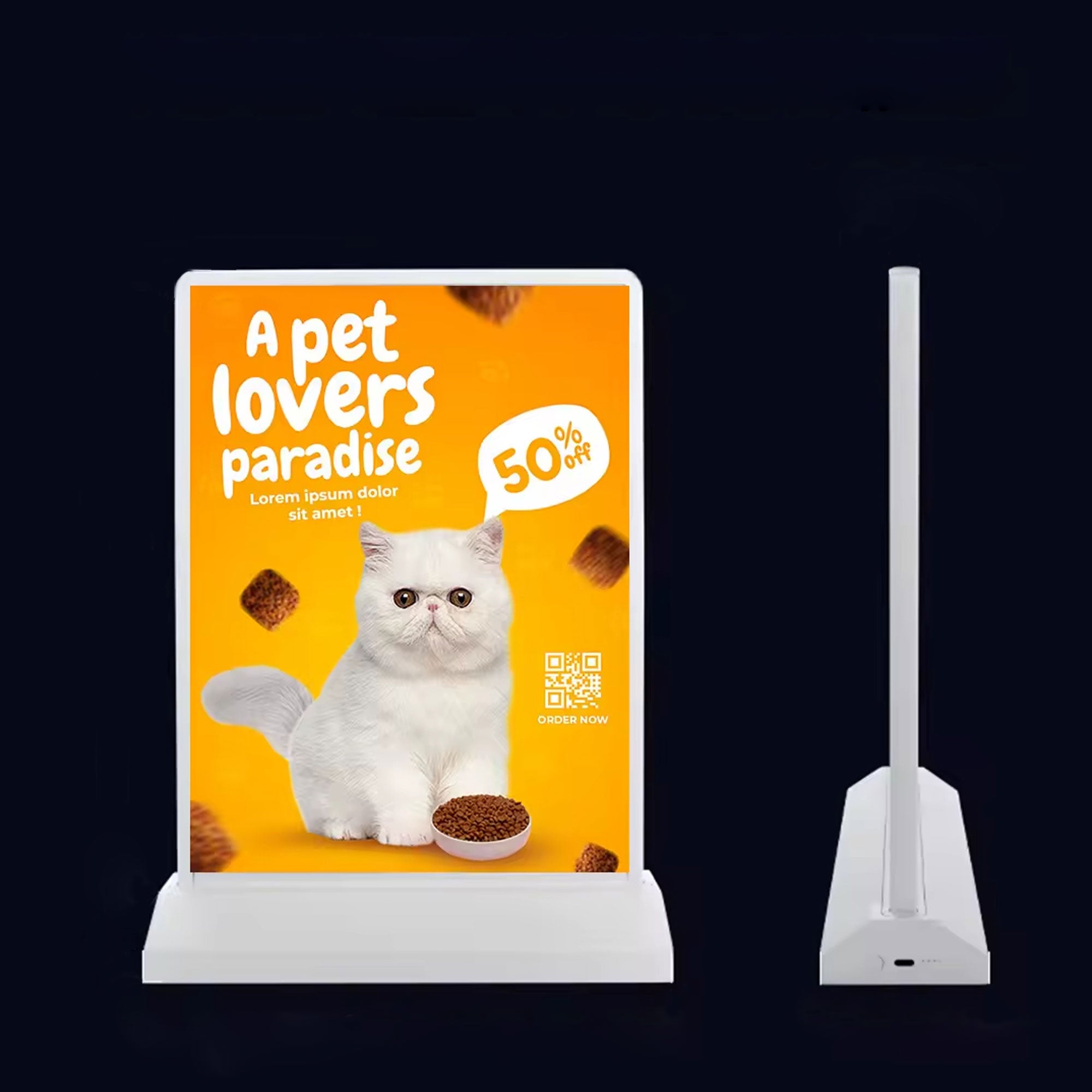 Modern Desktop Double-Sided LED Light Box – Wireless Rechargeable, Magnetic Assembly, Perfect for Counters, Cafés, Shops