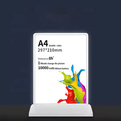 Modern Desktop Double-Sided LED Light Box – Wireless Rechargeable, Magnetic Assembly, Perfect for Counters, Cafés, Shops